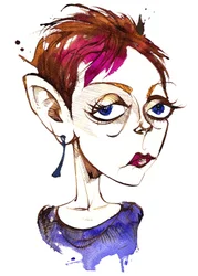 Tansy Davies, englische Komponistin (geboren 1973); Karikatur